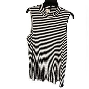 Ava & Viv High Neck Sleeveless Striped Top